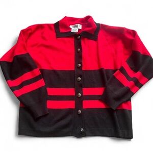 SEGUE | VINTAGE Womens Medium Red and black striped cardigan